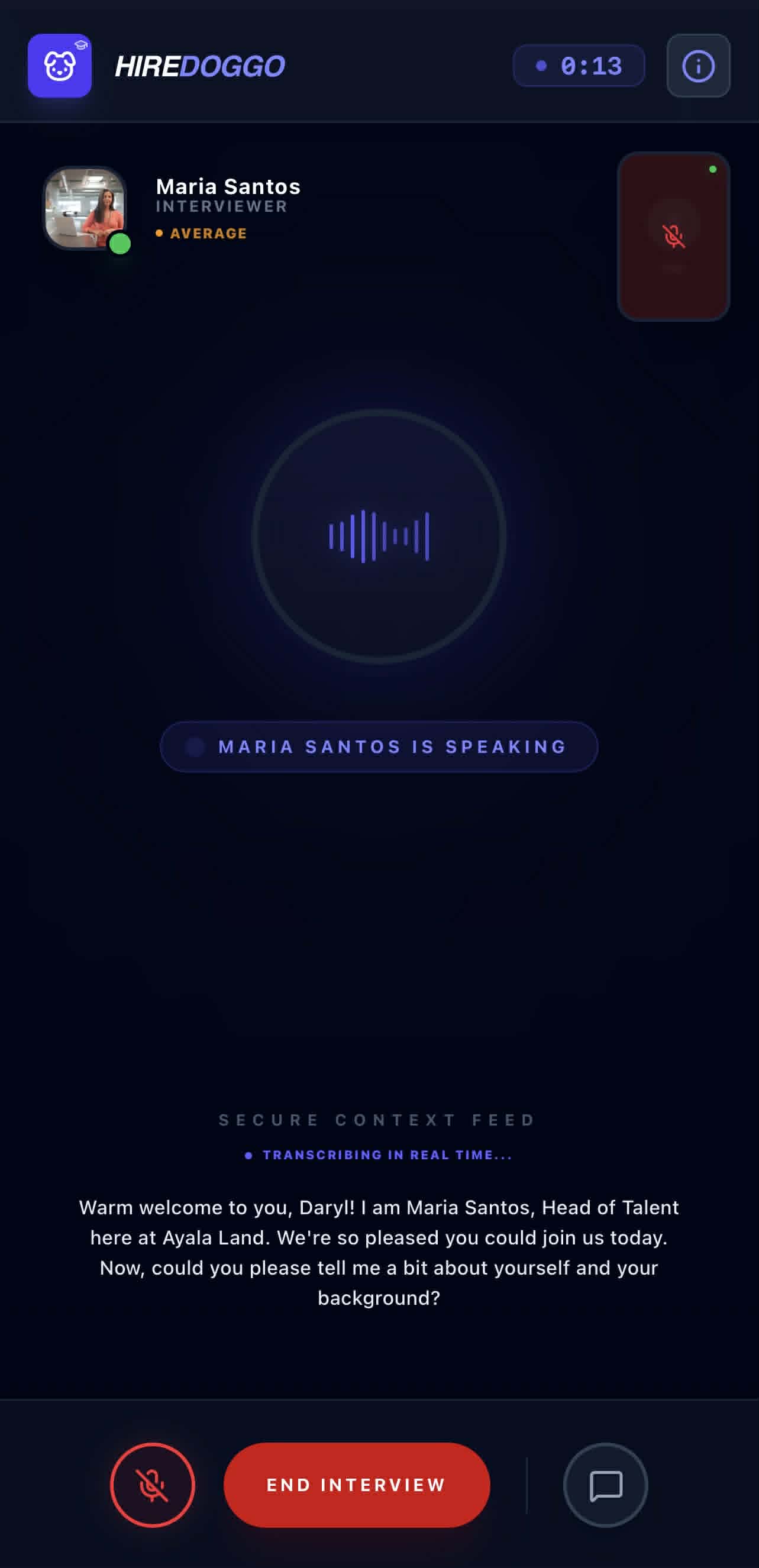Live AI interview session